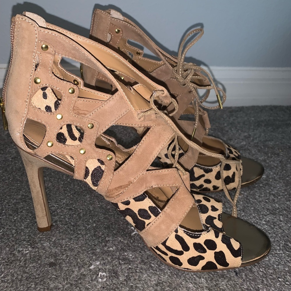 Cheetah print lace up heels